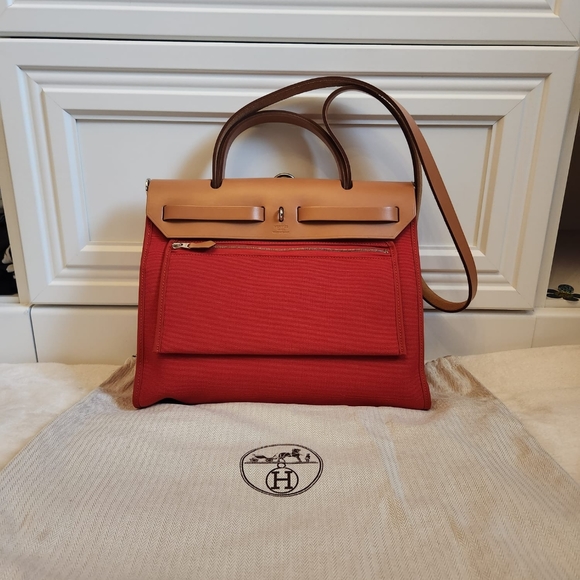 Hermes orange red herbag crossbody bag - Picture 10 of 12